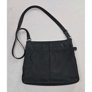 Margot Leather Crossbody Shoulder Messenger Bag Purse Black Soft Medium Boho